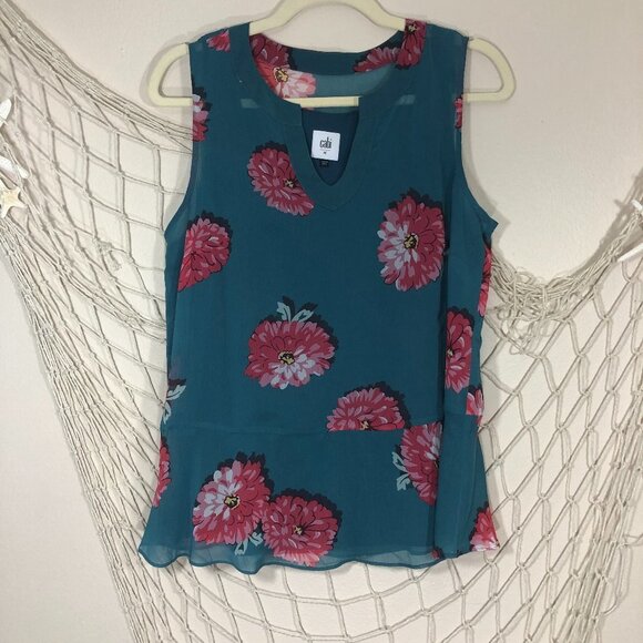 CAbi #3445 Blushing Floral Peplum Blouse - Picture 3 of 10